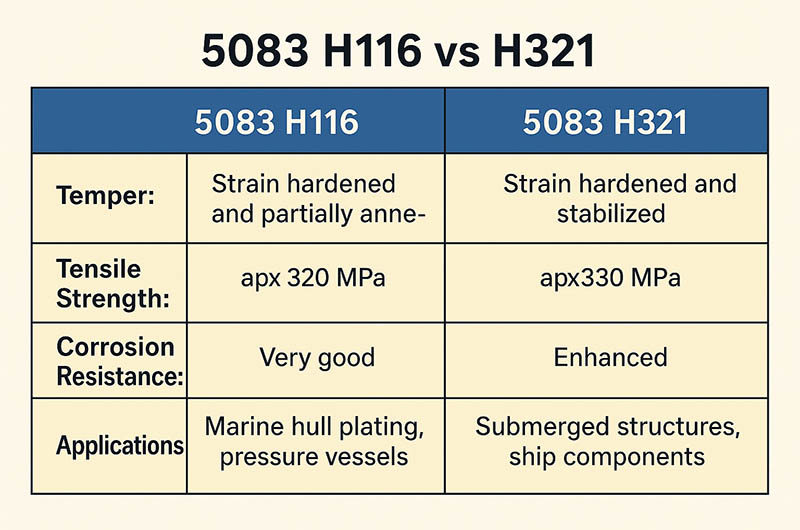 5083 H116 vs H321 5083 H116 vs H321