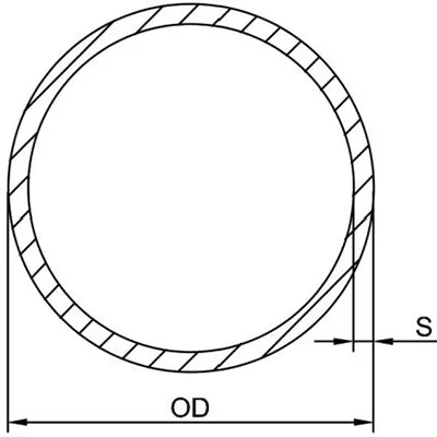 CuNi 90/10 pipe outer diameter and wall thickness measurement diagram with dimensional tolerance reference
